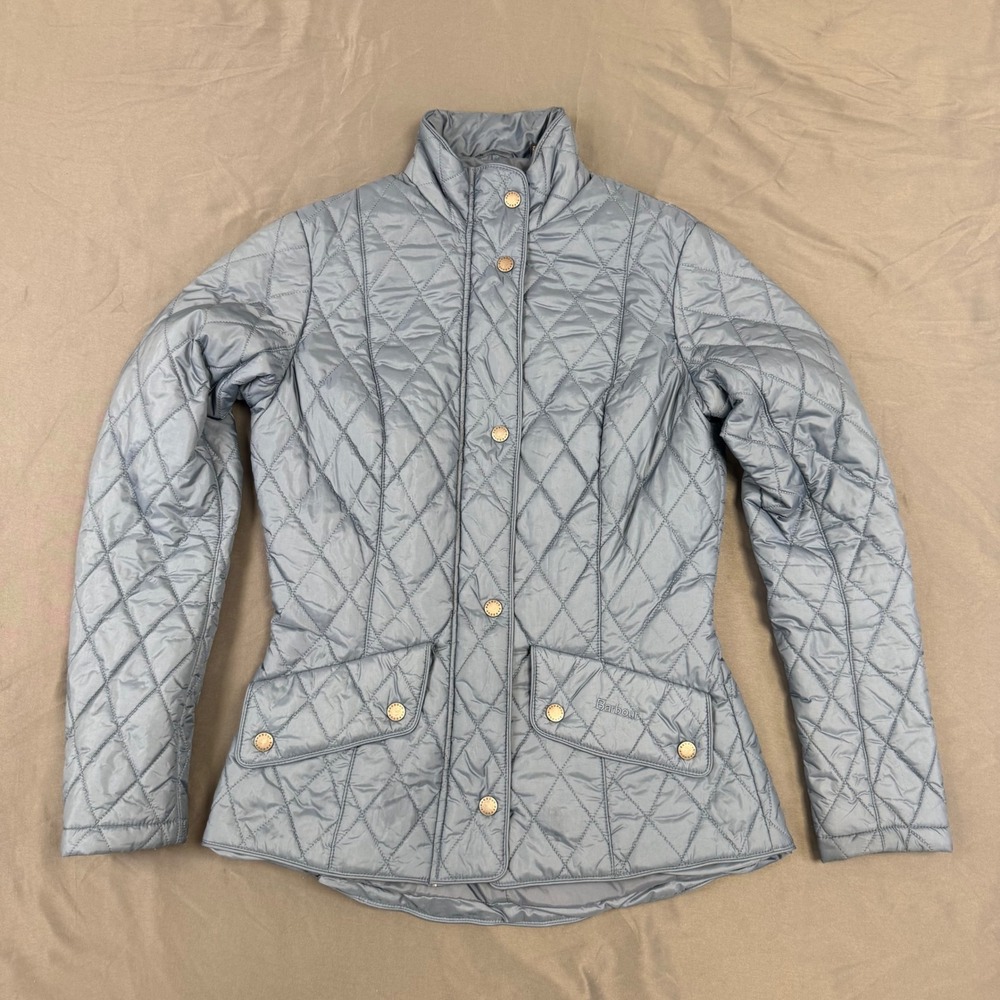 Barbour Flyweight Cavalry Quilted Jacket Light Blue LQU0228BL83 Womens Size 6